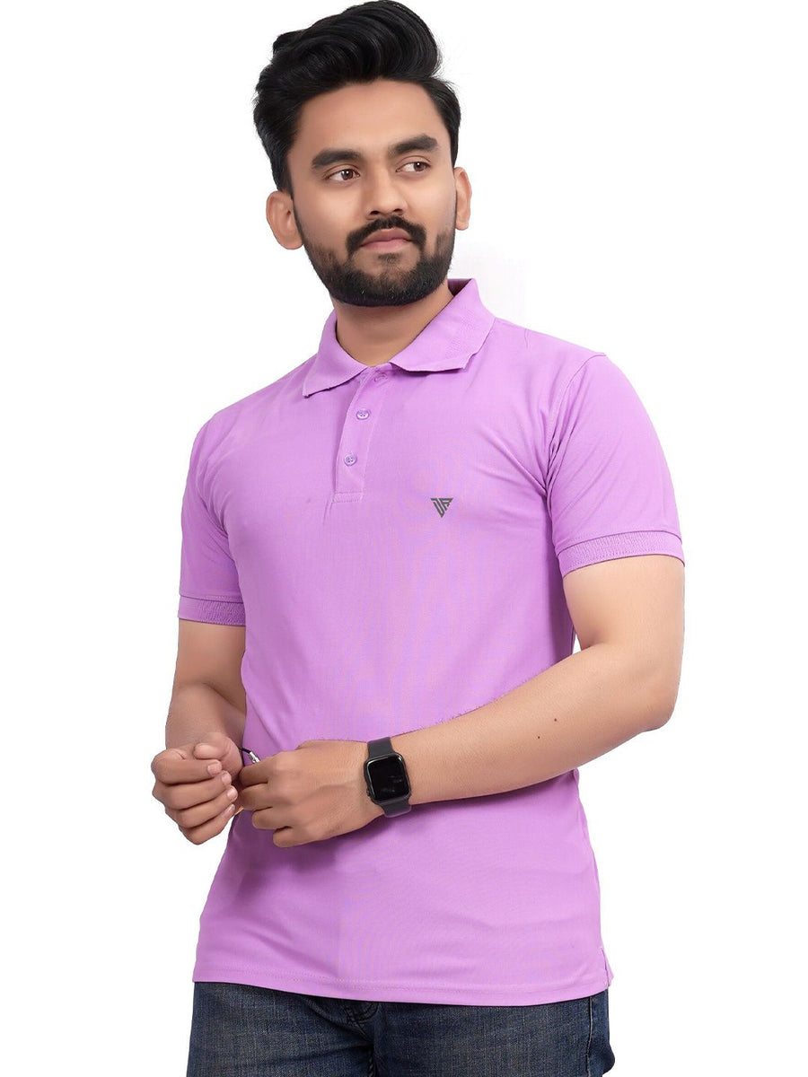 Men's Polo Collar Regular -Fit T-Shirt — Lavender — Custom Print Studio