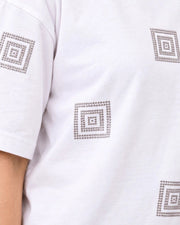 Women's Printed Drop-Shoulder Sleeves T-Shirt — White — Thumbnail 2