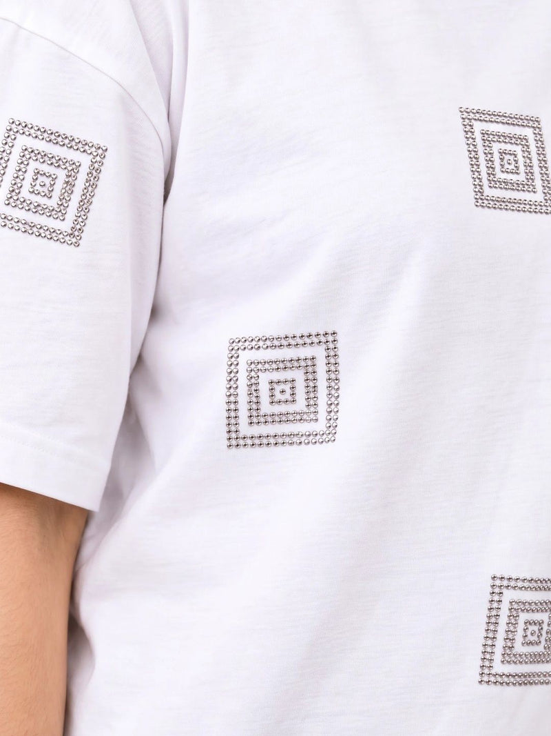 Women's Printed Drop-Shoulder Sleeves T-Shirt — White — Quality Craftsmanship Anatomy