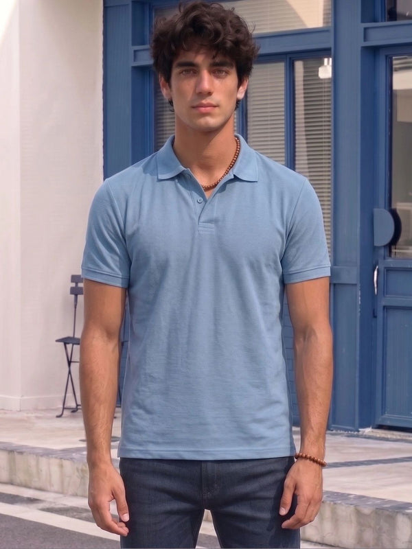 Men's All-Over Printed Polo Collar T-Shirt — Blue — Tshirt Factory India Direct Wholesale Manufacturer
