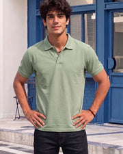 Men's All-Over Printed Polo Collar T-Shirt — Green — Thumbnail 4
