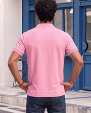 Men's All-Over Printed Polo Collar T-Shirt — Pink — Thumbnail 3