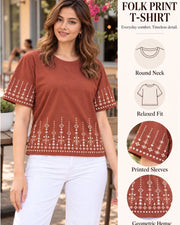 Women's Printed T-Shirt — Rust — Thumbnail 7
