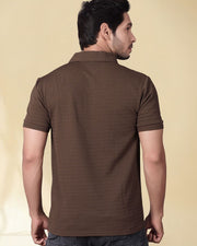Men Polo Collar Slim Fit T-shirt — Coffee Brown — Thumbnail 6