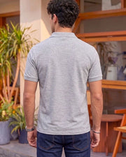 Men's All-Over Printed Polo Collar T-Shirt — Grey — Thumbnail 3