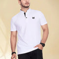 Men's Printed Mandarin Collar T-Shirt — White