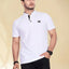 Men's Printed Mandarin Collar T-Shirt — White