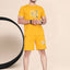 Men's Printed Pure Cotton T-Shirt With Shorts — Mustard