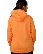 Long Unisex Long Sleeves Fleece Hooded Pullover Sweatshirt — Orange — Thumbnail 2