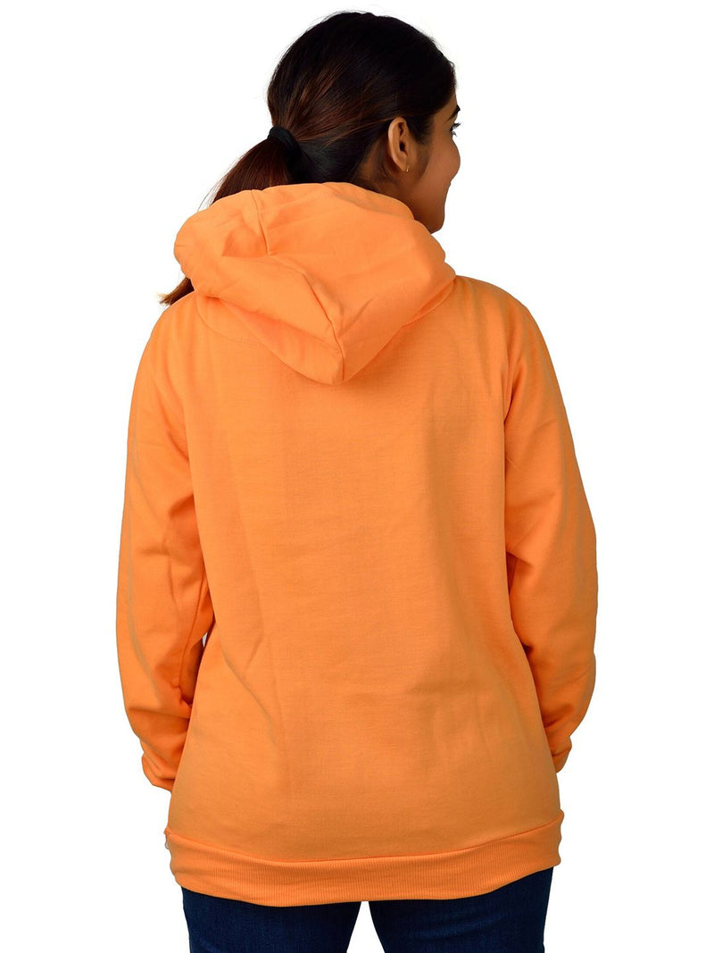 Long Unisex Long Sleeves Fleece Hooded Pullover Sweatshirt — Orange — Quality Craftsmanship Anatomy