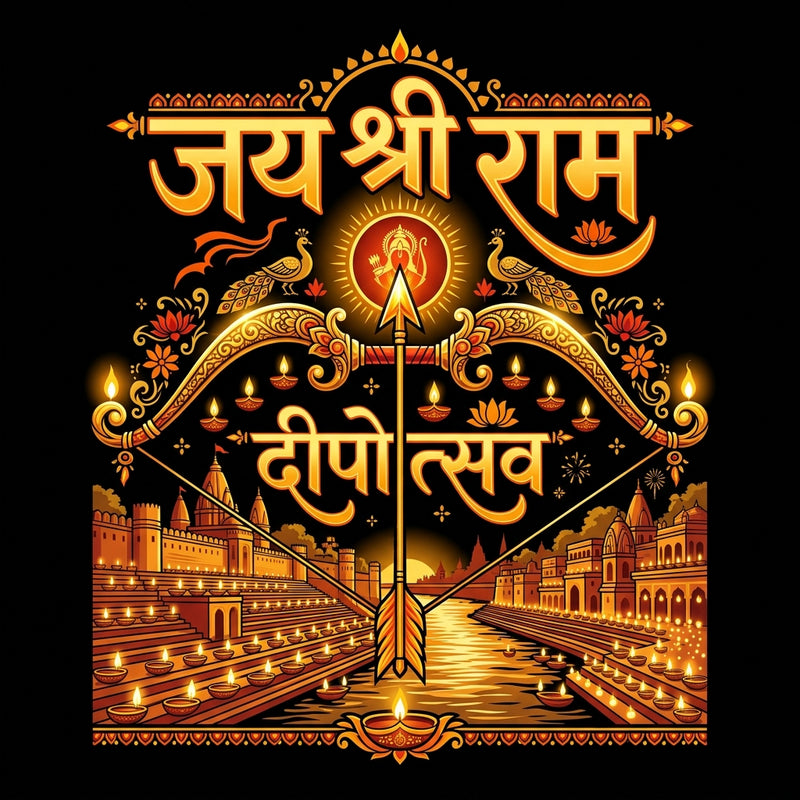 Men's Ayodhya Deepotsav Shri Ram Graphic Cotton T-Shirt — Quality Craftsmanship Anatomy