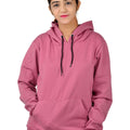 Unisex Long Sleeves Fleece Hooded Pullover Sweatshirt — Peach