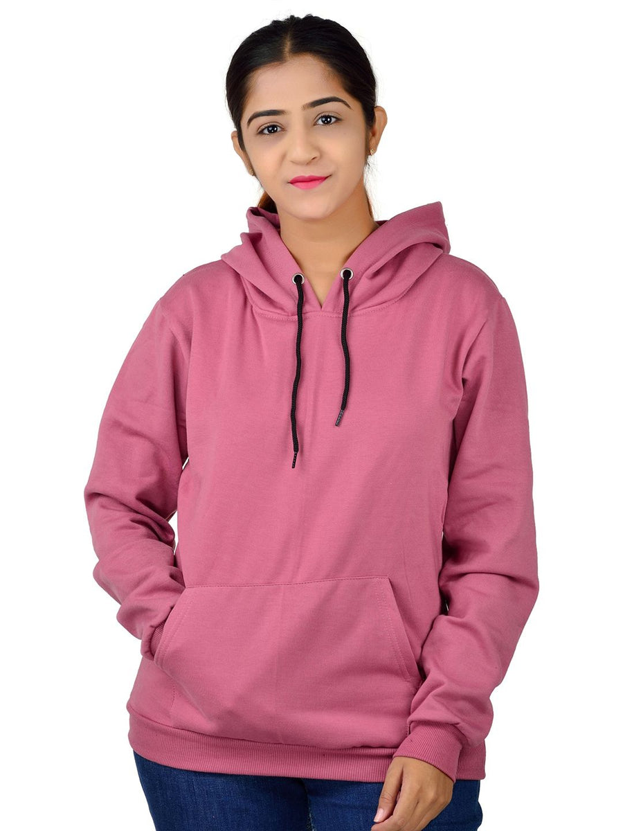 Unisex Long Sleeves Fleece Hooded Pullover Sweatshirt — Peach — Tshirt Factory India Direct Manufacturer Surat