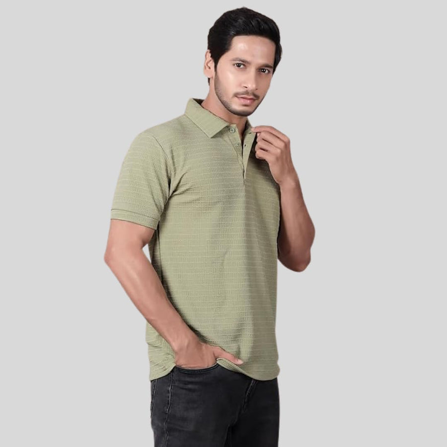 Men's Regular Fit Polo T-Shirt | Half Sleeve | Lightweight Polyester | Pista — Custom Print Studio