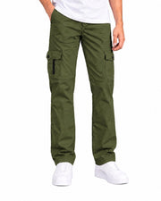 Men's Cotton Multi-Pocket Utility Cargo Pants — Olive — Thumbnail 1