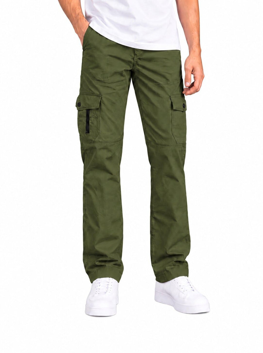Men's Cotton Multi-Pocket Utility Cargo Pants — Olive — Tshirt Factory India Direct Manufacturer Surat