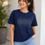Women's Printed Pure Cotton T-Shirt — Navy Blue