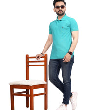 Men's Polo Collar T-Shirt — Sea Green — Thumbnail 4