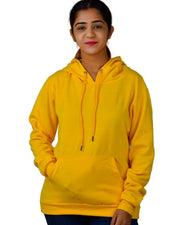 Unisex Long Sleeves Fleece Hooded Pullover Sweatshirt — Yellow — Thumbnail 2
