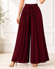 Women's Flared Viscose Rayon High-Waist Trousers — Black — Thumbnail 5