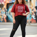 Women's Graphic Print Pure Cotton Round Neck T-Shirt — Maroon