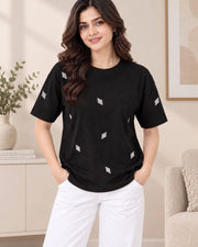 Women's Printed T-Shirt — Black — Thumbnail 5