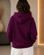 Women Embellished Hooded Sweatshirt — Burgundy — Thumbnail 7
