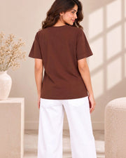 Women's Printed T-Shirt — Coffee Brown — Thumbnail 2