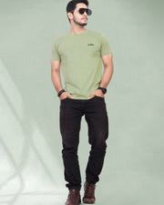 Men Pure Cotton T-shirt — Olive — Thumbnail 4