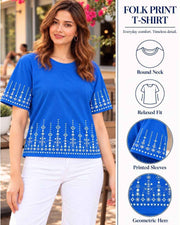 Women Printed T-shirt — Blue — Thumbnail 5