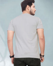 Men Henley Neck Pure Cotton Pockets T-shirt — Grey — Thumbnail 3
