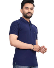 Men's Polo Collar T-shirt — Navy Blue — Thumbnail 4