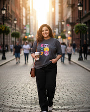 Women's Graphic Print Pure Cotton Round Neck T-Shirt — Grey — Thumbnail 5