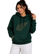 Women's Cute Sparkly Rhinestone Feather Graphic Hoodie Casual Long Sleeve Drawstring Pullover Sweatshirt — Thumbnail 3