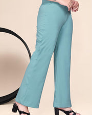 Women's Stretch Bell Bottom Flared Pants — Teal blue — Thumbnail 4