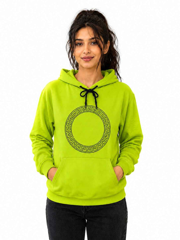 Women's Luxury Rhinestone Geometric Circle Pullover Hoodie Long Sleeve Casual Fleece Sweatshirt with Pocket — Tshirt Factory India Direct Wholesale Manufacturer