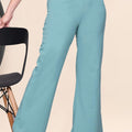 Women's Stretch Bell Bottom Flared Pants — Teal blue