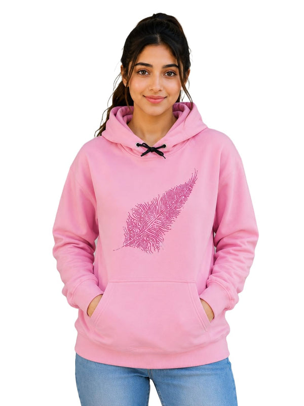 Women's Cute Sparkly Rhinestone Feather Graphic Hoodie Casual Long Sleeve Drawstring Pullover Sweatshirt — Tshirt Factory India Direct Wholesale Manufacturer