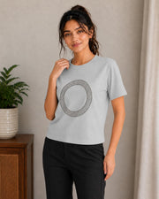 Women’s Casual Round Neck Rhinestone T-Shirt — Thumbnail 6
