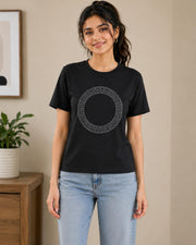 Women’s Casual Round Neck Rhinestone T-Shirt — Thumbnail 3