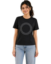 Women’s Casual Round Neck Rhinestone T-Shirt — Thumbnail 1