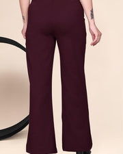 Women's Stretch Bell Bottom Flared Pants — Maroon — Thumbnail 5