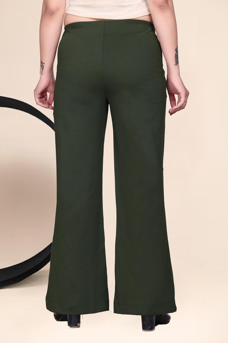 Women's Stretch Bell Bottom Flared Pants — Olive — Quality Craftsmanship Anatomy