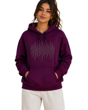 Women's Trendy Soundwave Equalizer Rhinestone Graphic Hoodie Casual Long Sleeve Drawstring Sweatshirt — Thumbnail 1