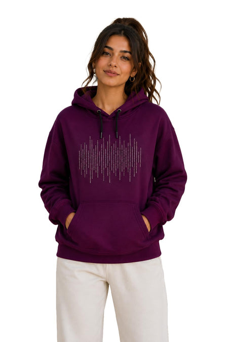 Women's Trendy Soundwave Equalizer Rhinestone Graphic Hoodie Casual Long Sleeve Drawstring Sweatshirt — Tshirt Factory India Direct Wholesale Manufacturer