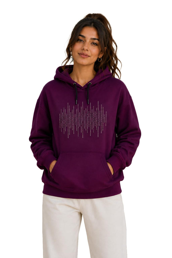 Women's Trendy Soundwave Equalizer Rhinestone Graphic Hoodie Casual Long Sleeve Drawstring Sweatshirt — Tshirt Factory India Direct Wholesale Manufacturer
