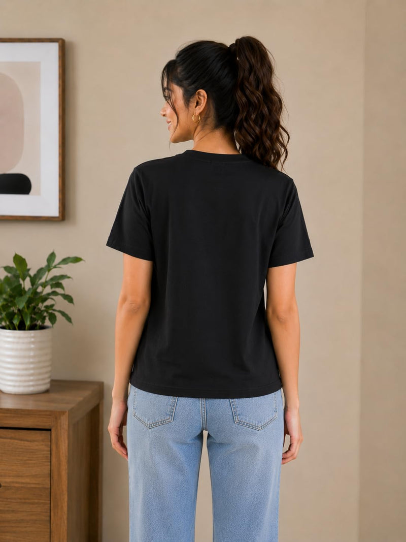 Women’s Casual Round Neck Rhinestone T-Shirt — Quality Craftsmanship Anatomy