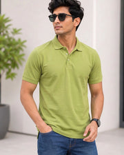 Men's Polo Collar T-Shirt — Green — Thumbnail 1