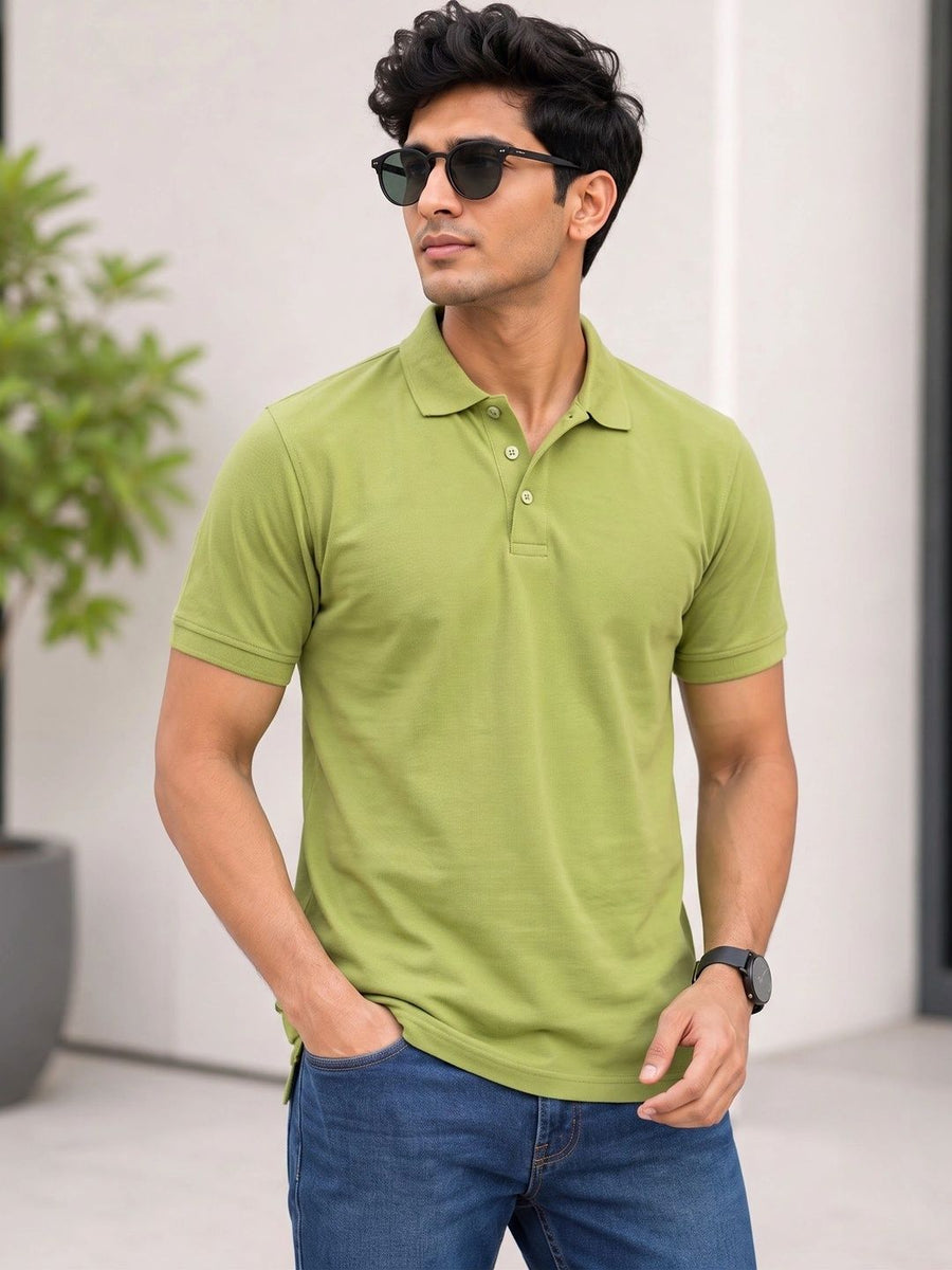 Men's Polo Collar T-Shirt — Green — Tshirt Factory India Direct Manufacturer Surat