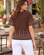 Women Printed T-shirt — Coffee Brown — Thumbnail 2
